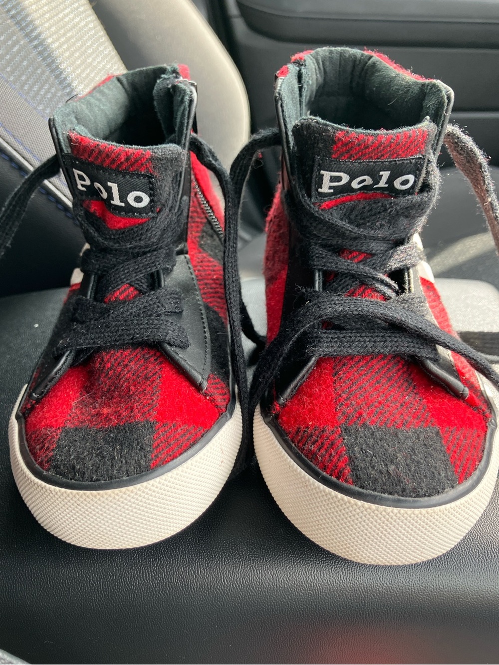 Kids Plaid Flannel High Top Ralph Lauren Sneakers